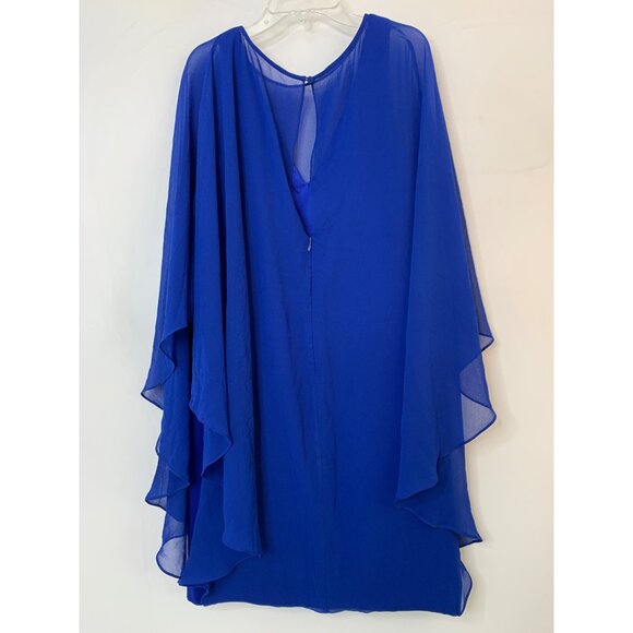 Halston Heritage Mini Evening Chiffon Cape Overlay Dress Size 6 RA10712 NWD $375 - Picture 15 of 15